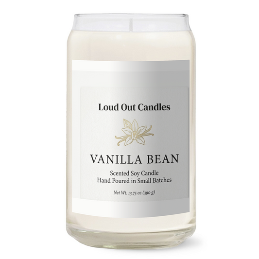 Vanilla Bean Soy Candle by Loud Out Candles – 13.75oz Clear Glass Jar