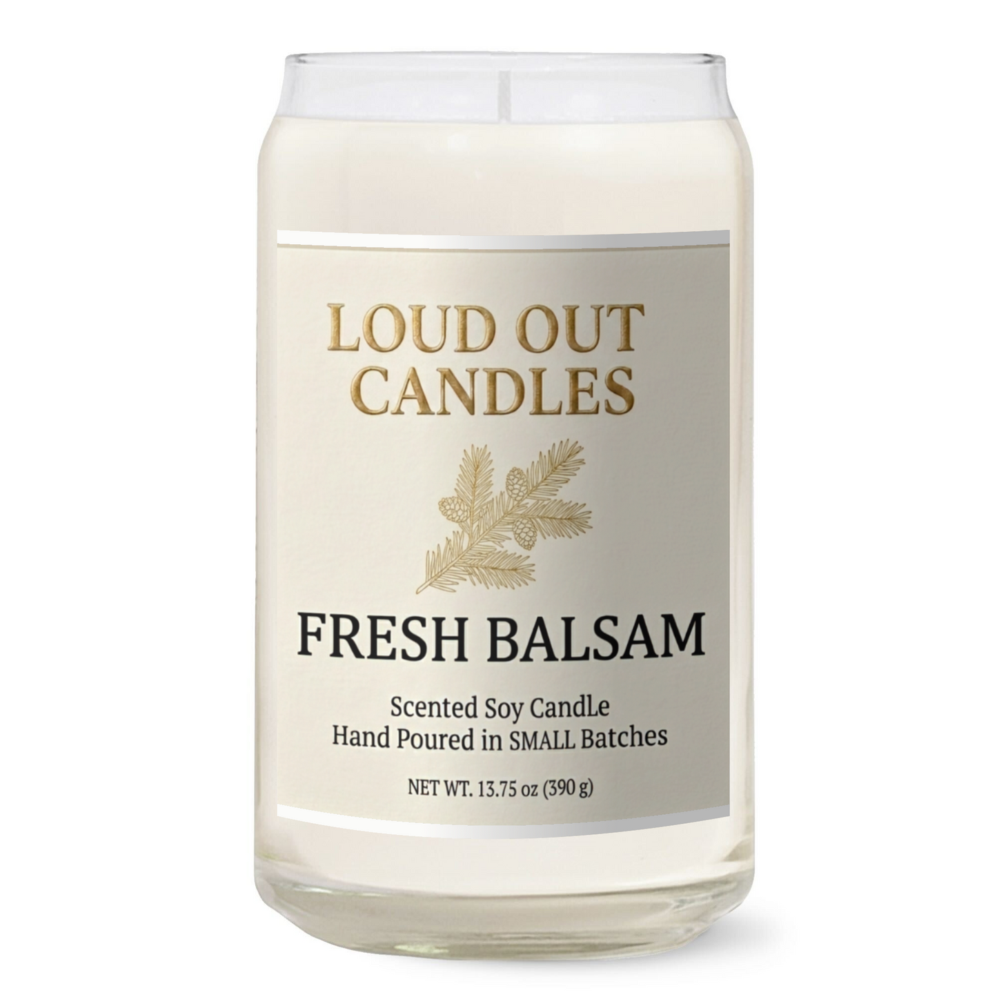 Fresh Balsam Hand-Poured Soy Candle – 13.75oz Clear Jar