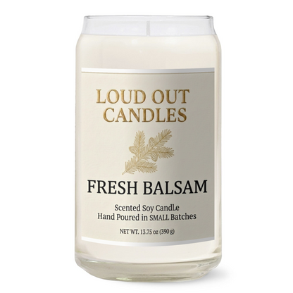 Fresh Balsam Hand-Poured Soy Candle – 13.75oz Clear Jar